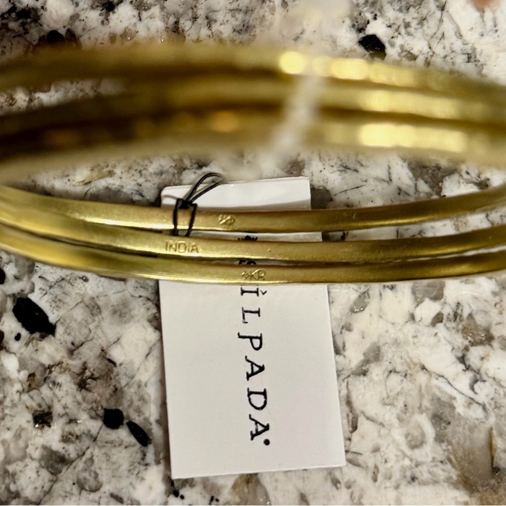 SILPADA DESIGNS K&R Trilogy Hammered Brass Bangle Bracelets_3 in Set NWT - Picture 2 of 2